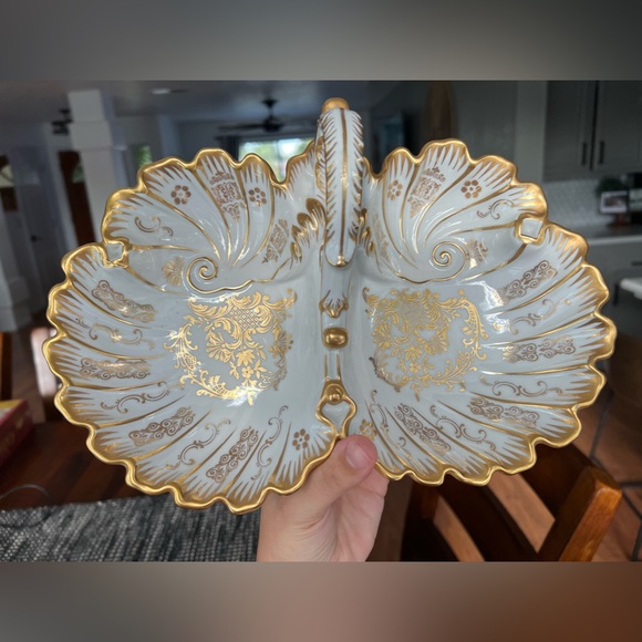 Vintage RPM Porcelain China Serving Bowl Gold Scroll Design - Picture 2 of 11